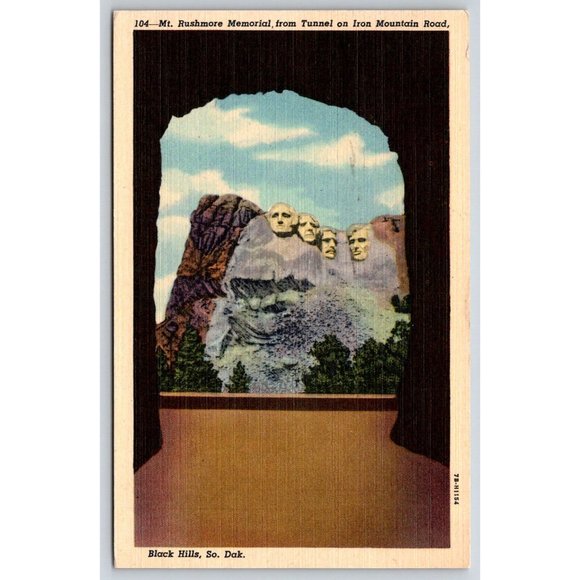 Mount Rushmore Memorial Black Hills SD Posted Linen Divided Back Postcard - Picture 2 of 3